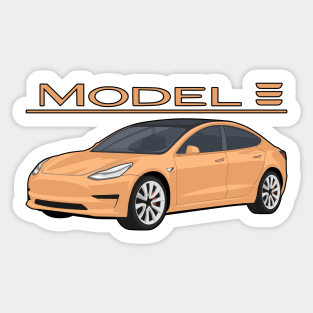 The Model 3 Car electric vehicle Gold orange Sticker